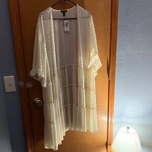 Torrid Sheer Cream Kimono Cardigan